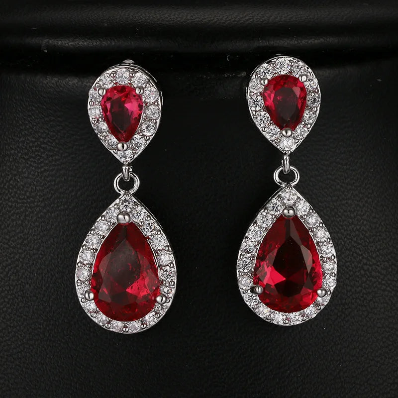 Luxury Flower Cubic Zirconia Drop Earrings