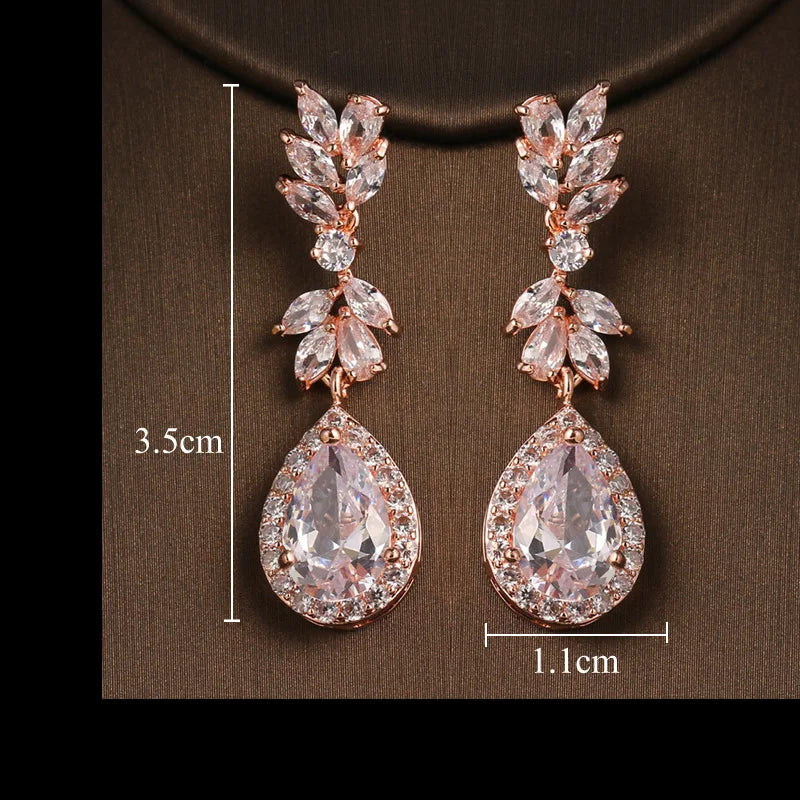 Luxury Flower Cubic Zirconia Drop Earrings