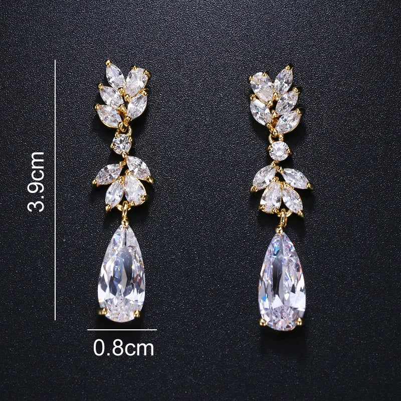 Luxury Flower Cubic Zirconia Drop Earrings
