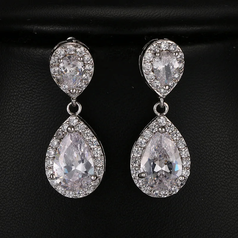 Luxury Flower Cubic Zirconia Drop Earrings