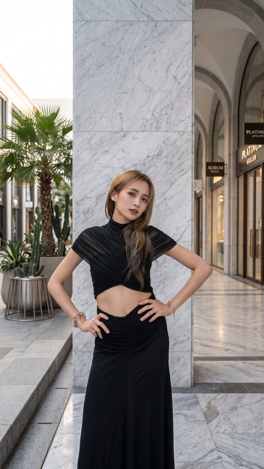 Mozision Hollow Out Short Sleeve Sexy Maxi Dress