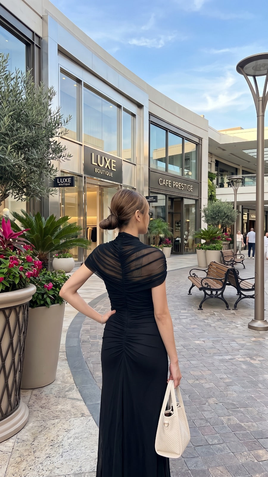 Mozision Hollow Out Short Sleeve Sexy Maxi Dress